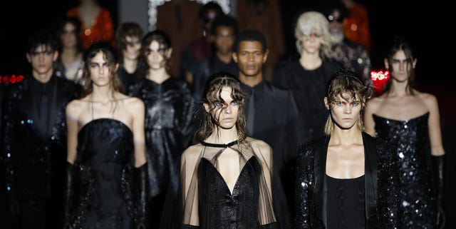 Fashion, Haute couture, Event, Runway, Fashion design, Dress, Fashion model, Fashion show, Darkness, Little black dress, 