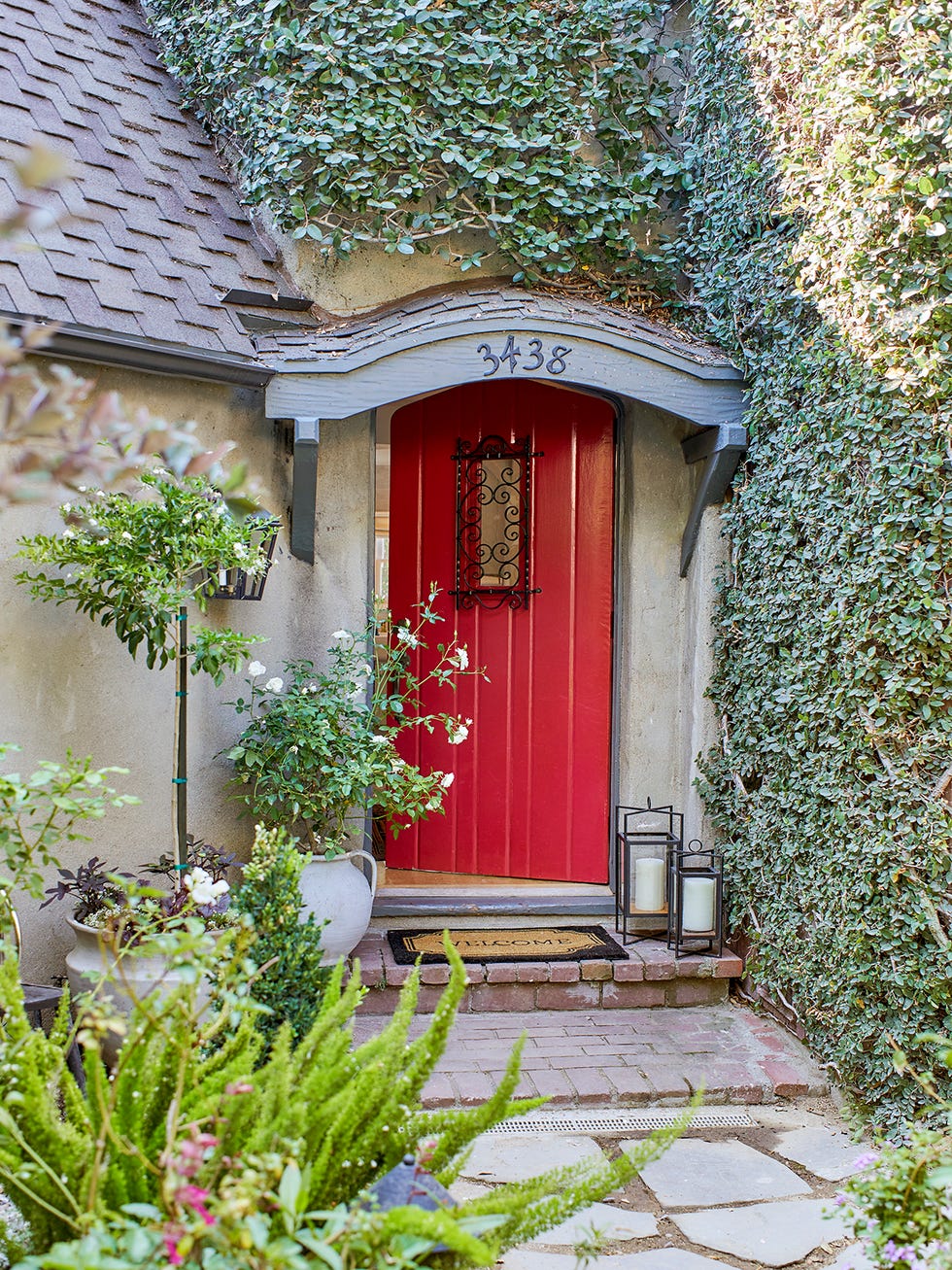 a red door on a house