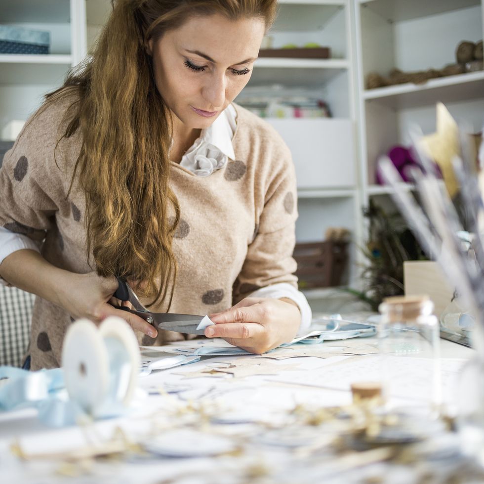 woman scrapbooking