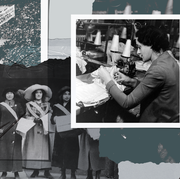 This is an image collage of garment workers