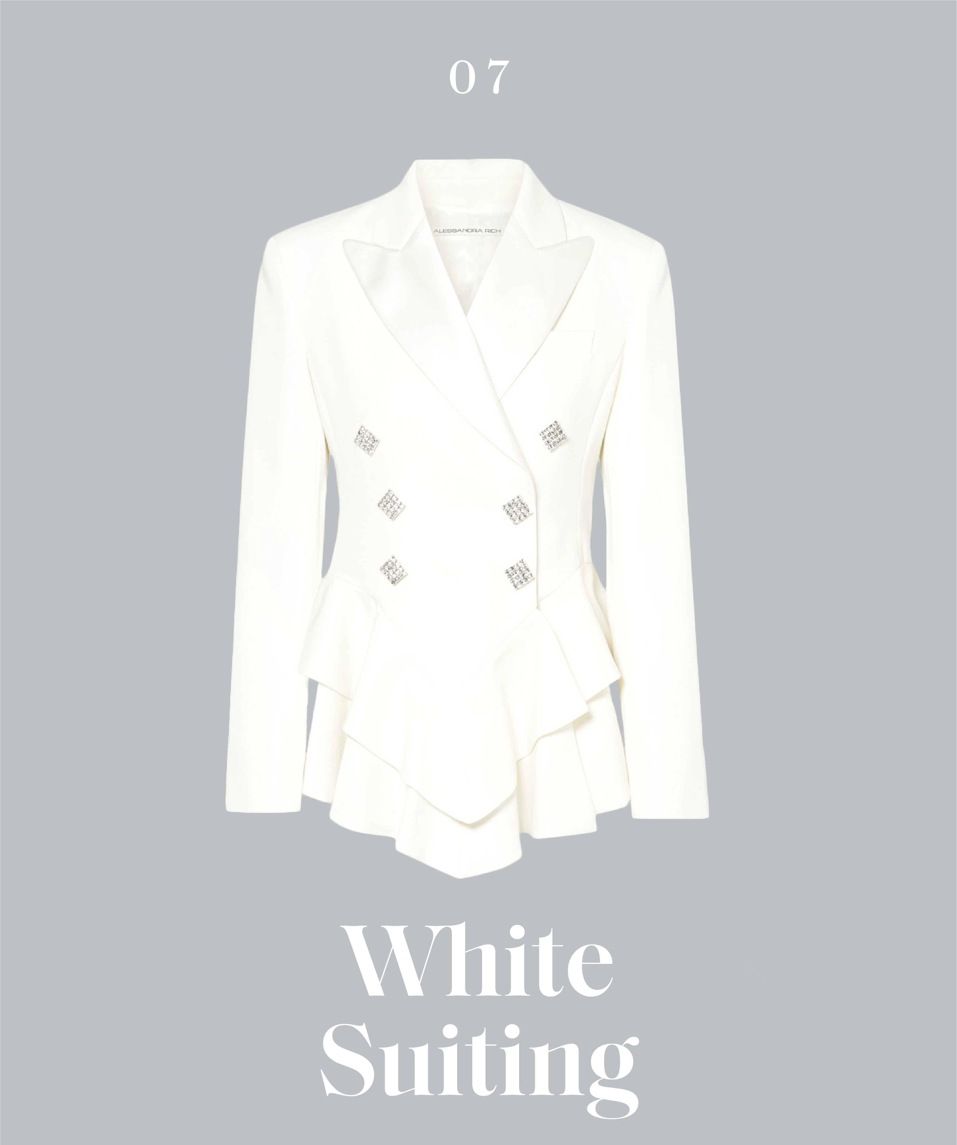 Clothing, White, Suit, Outerwear, Jacket, Formal wear, Blazer, Sleeve, Tuxedo, Button, 