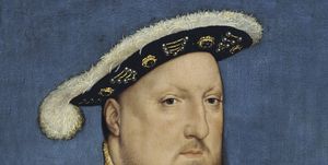 vintage english history painting of henry viii of england, by the workshop of hans holbein the younger
