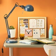 This is an image home office desk with lamp