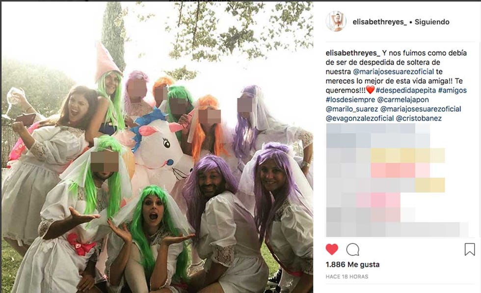 María José Suárez celebra su despedida de soltera con, entre otros amigos, Elisabeth Reyes y Eva González