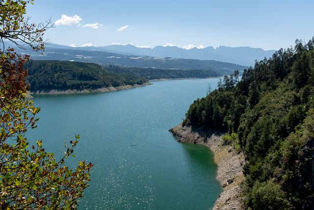 drought in italy: low level of the santa giustina lake (lago di santa giustina)