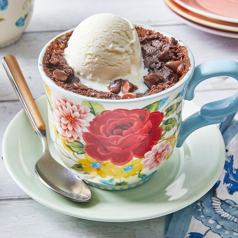 brownie in a mug with ice cream