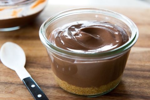 chocolate pudding in jar