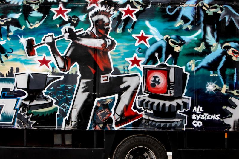 Detail of Banksy Volvo truck