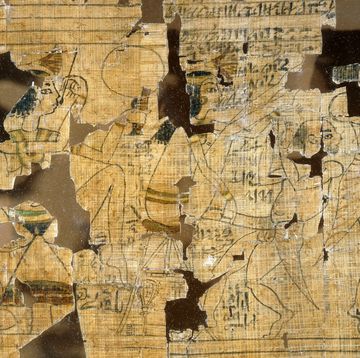 een detail van de erotische papyrus die in bezit is van het egyptisch museum in turijn.