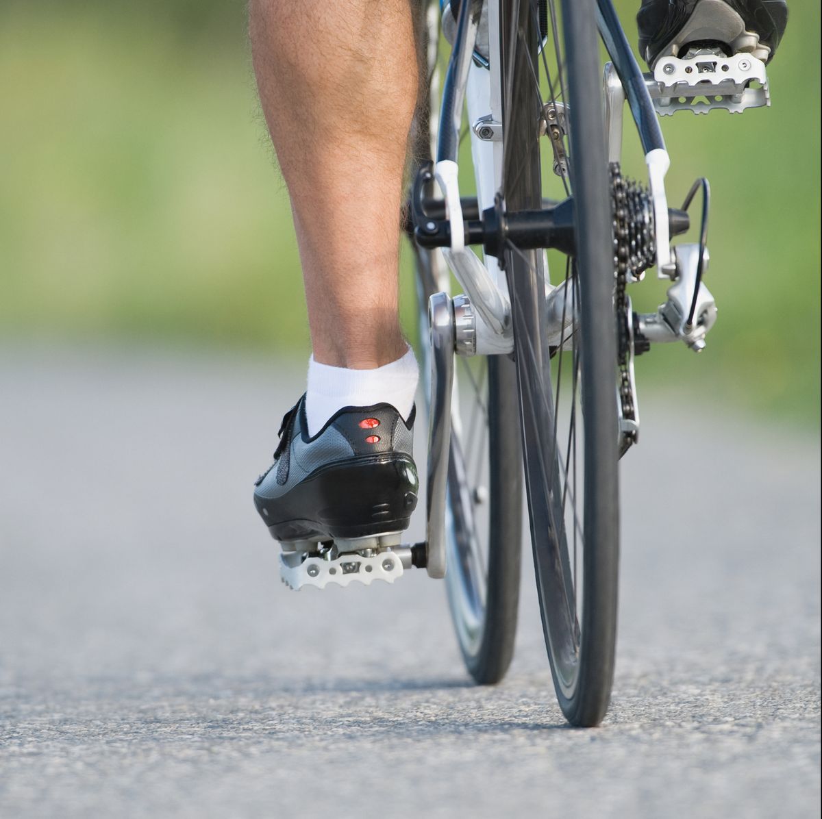 detail of a cyclist pedaling