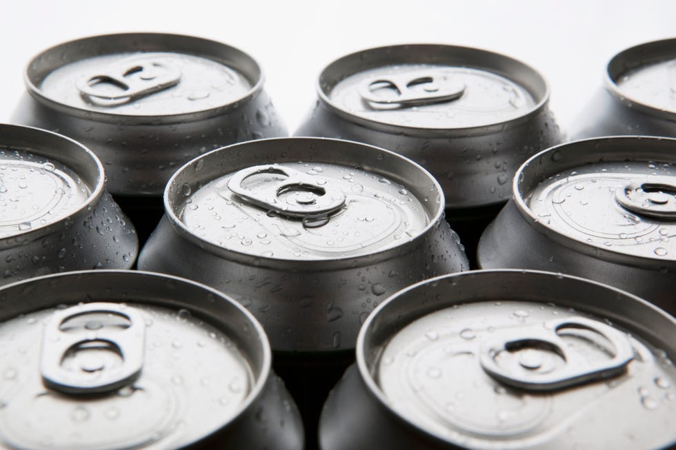Detail of cold aluminum drink cans