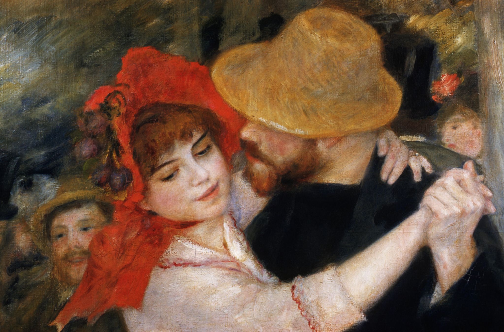 detail of dancing couple from le bal a bougival by pierre auguste renoir