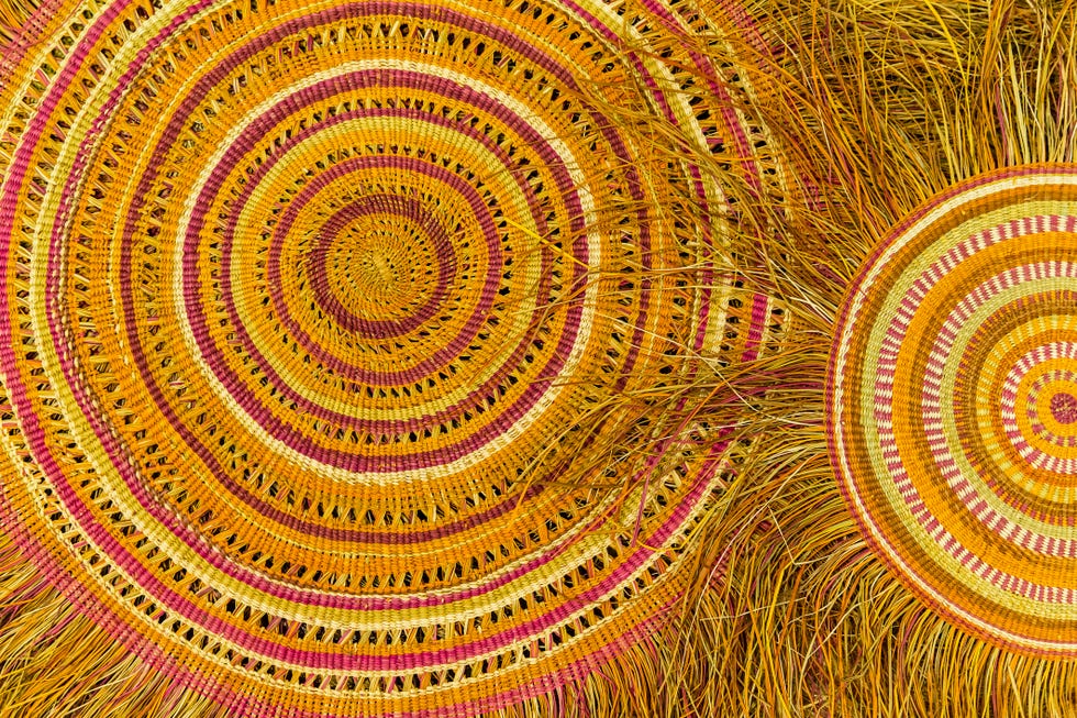 detail of pandanus palm fibre mats