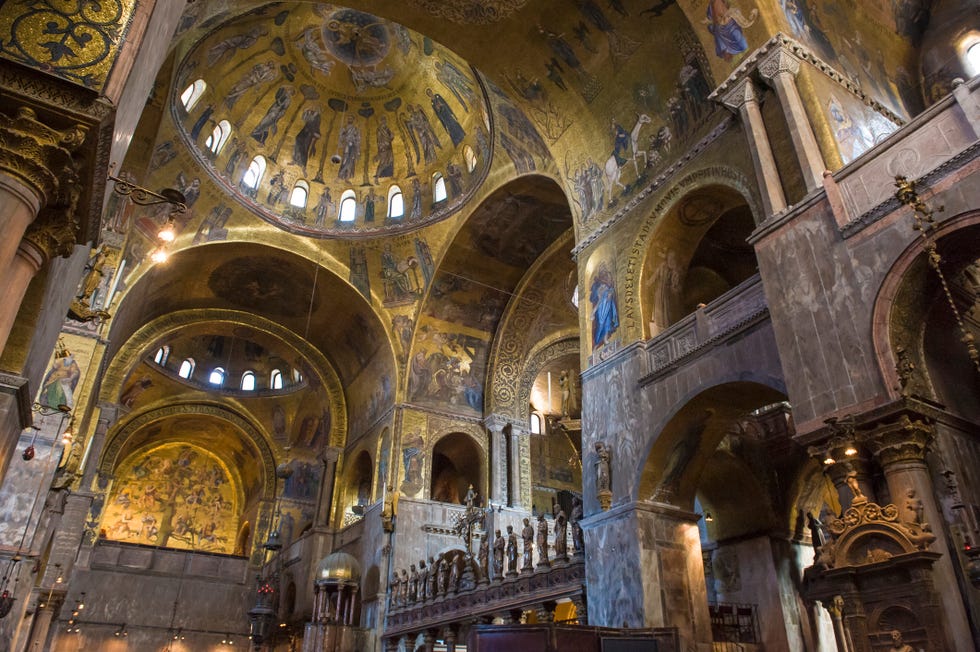 detail of the interior of the basilica of saint mark, venice italy