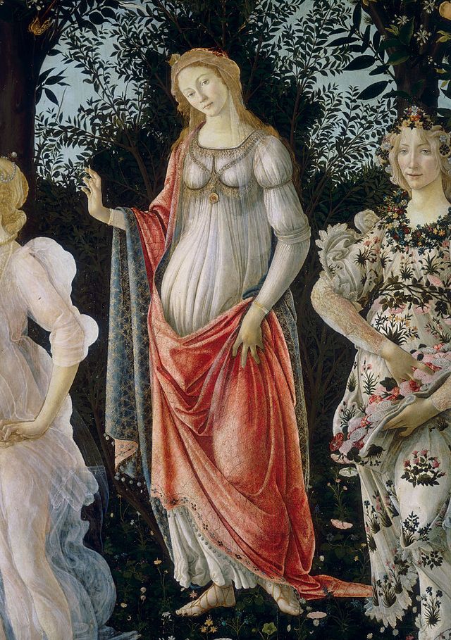 detail of venus from primavera by sandro bottecelli