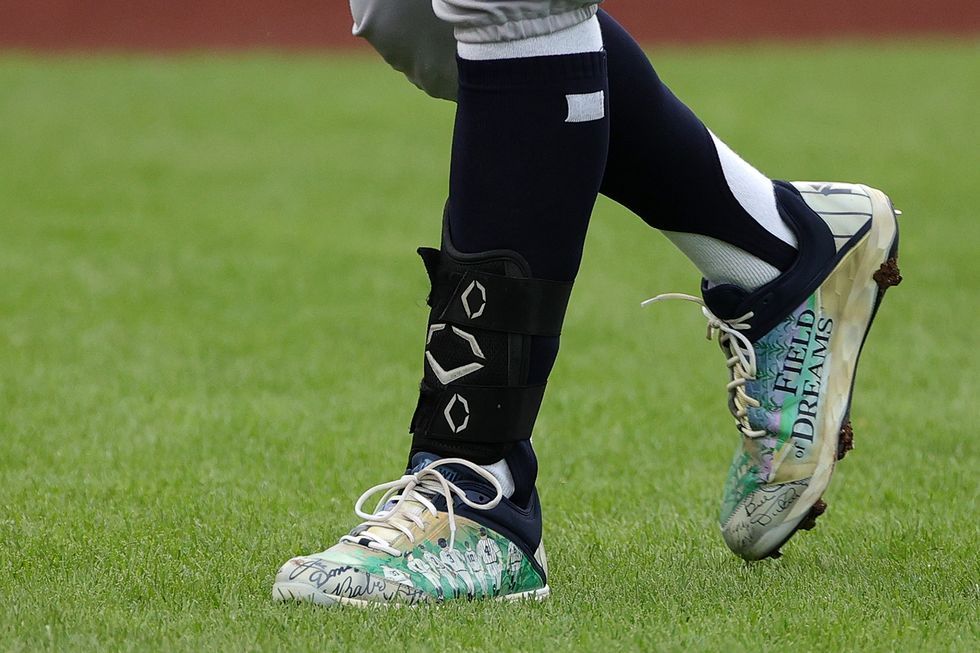 A detailed view of the cleats worn by Aaron Judge of the New York News  Photo - Getty Images