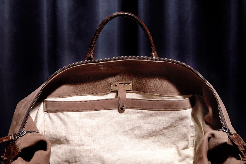 Bag, Handbag, Brown, Fashion accessory, Leather, Beauty, Shoulder bag, Beige, Still life, Hand luggage, 