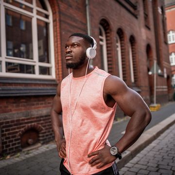 determined runner in the city