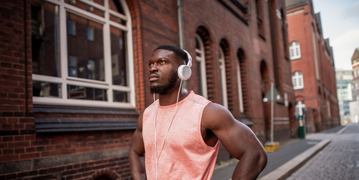determined runner in the city