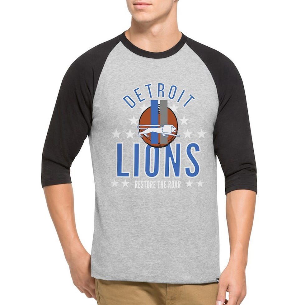 Lids Detroit Lions New Era Current Raglan Long Sleeve T-Shirt - Blue