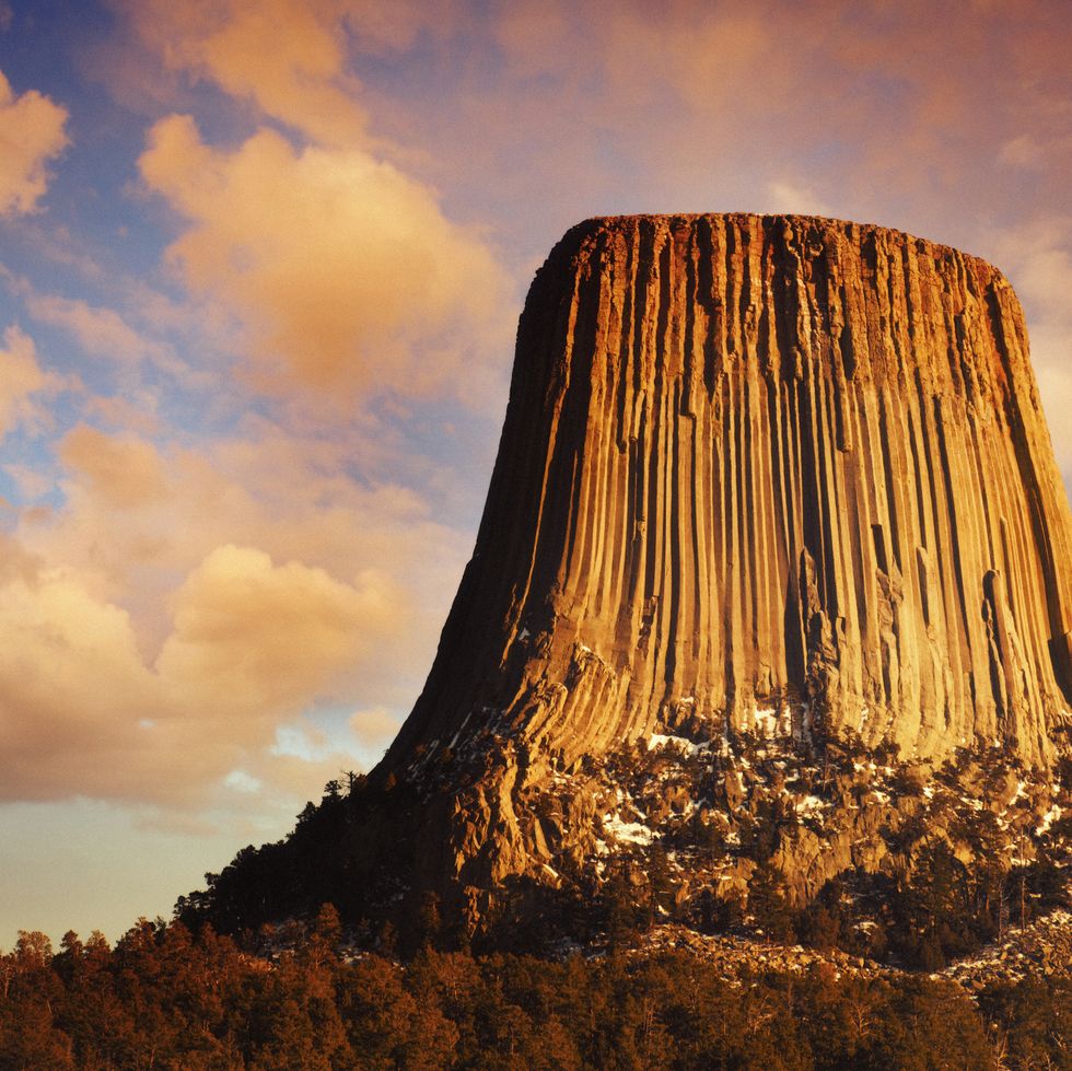national monuments photos devil's tower at sunset