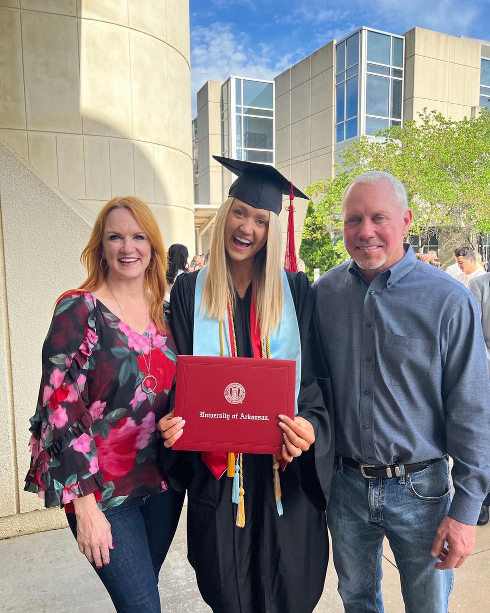 ree drummond and ladd drummond at daughter paige's graduation