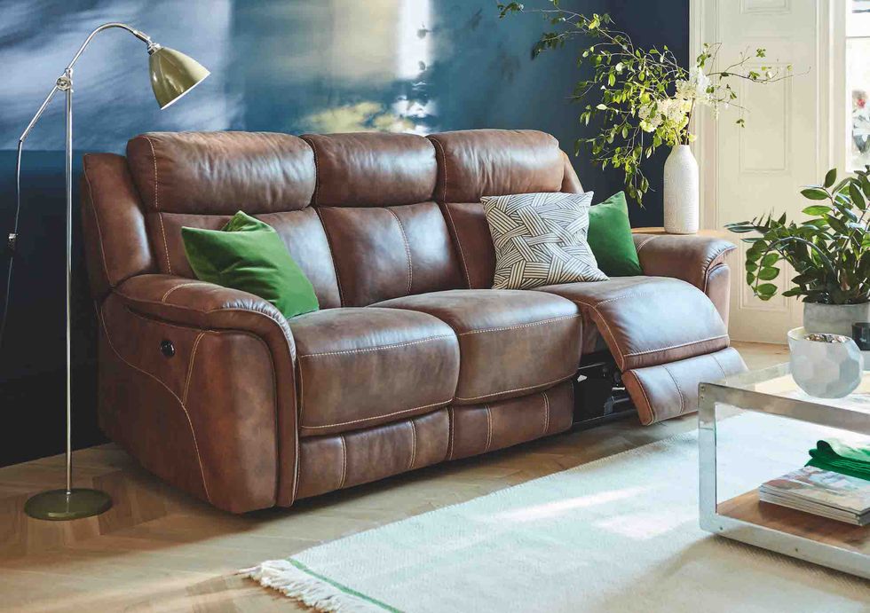 Furniture, Couch, Living room, Room, Chair, Brown, Leather, Recliner, Interior design, Sofa bed, 