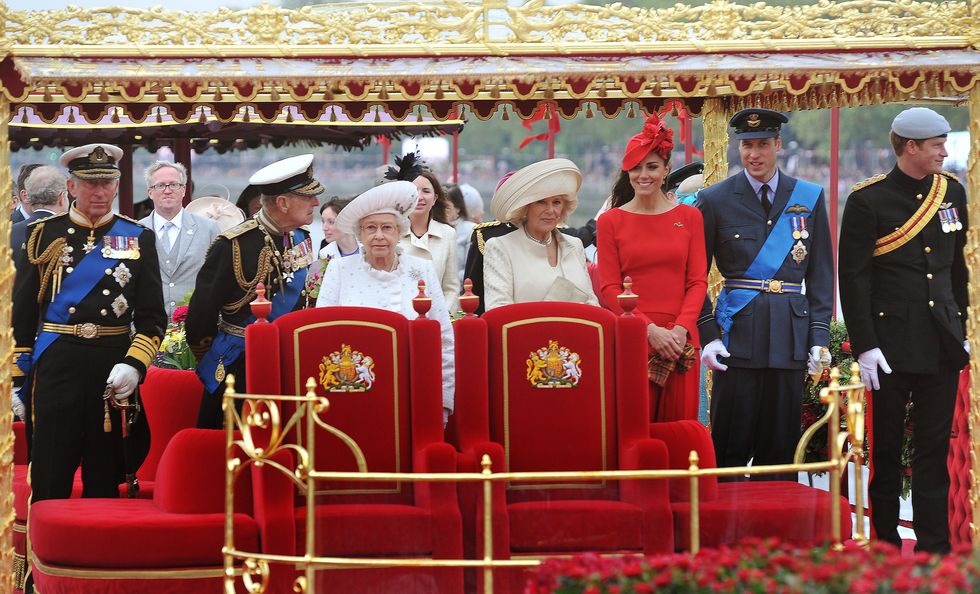Royal family during the diamond jubilee pageant in 2012