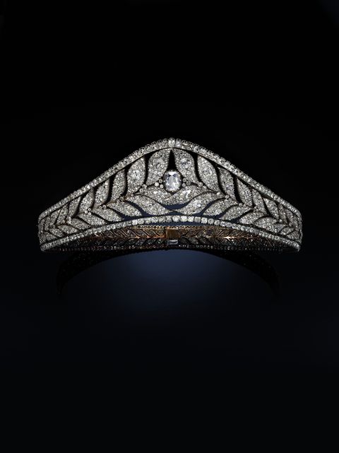 a diamond tiara which will be on display at sotheby's this summer to mark the platinum jubilee