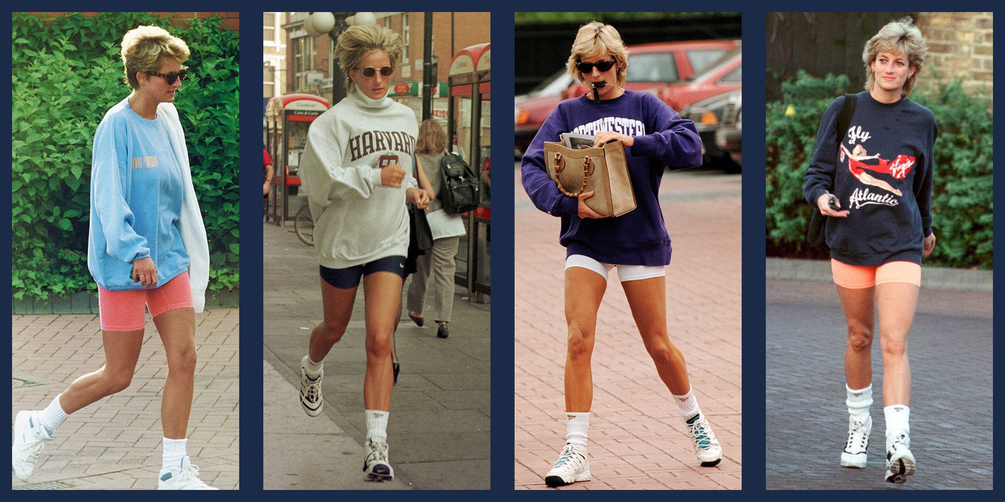 Recreate Princess Diana Biker Shorts And Sweatshirts Outfits