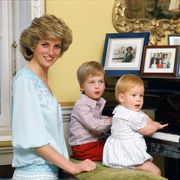diana, princess of wales with her sons, prince william and p