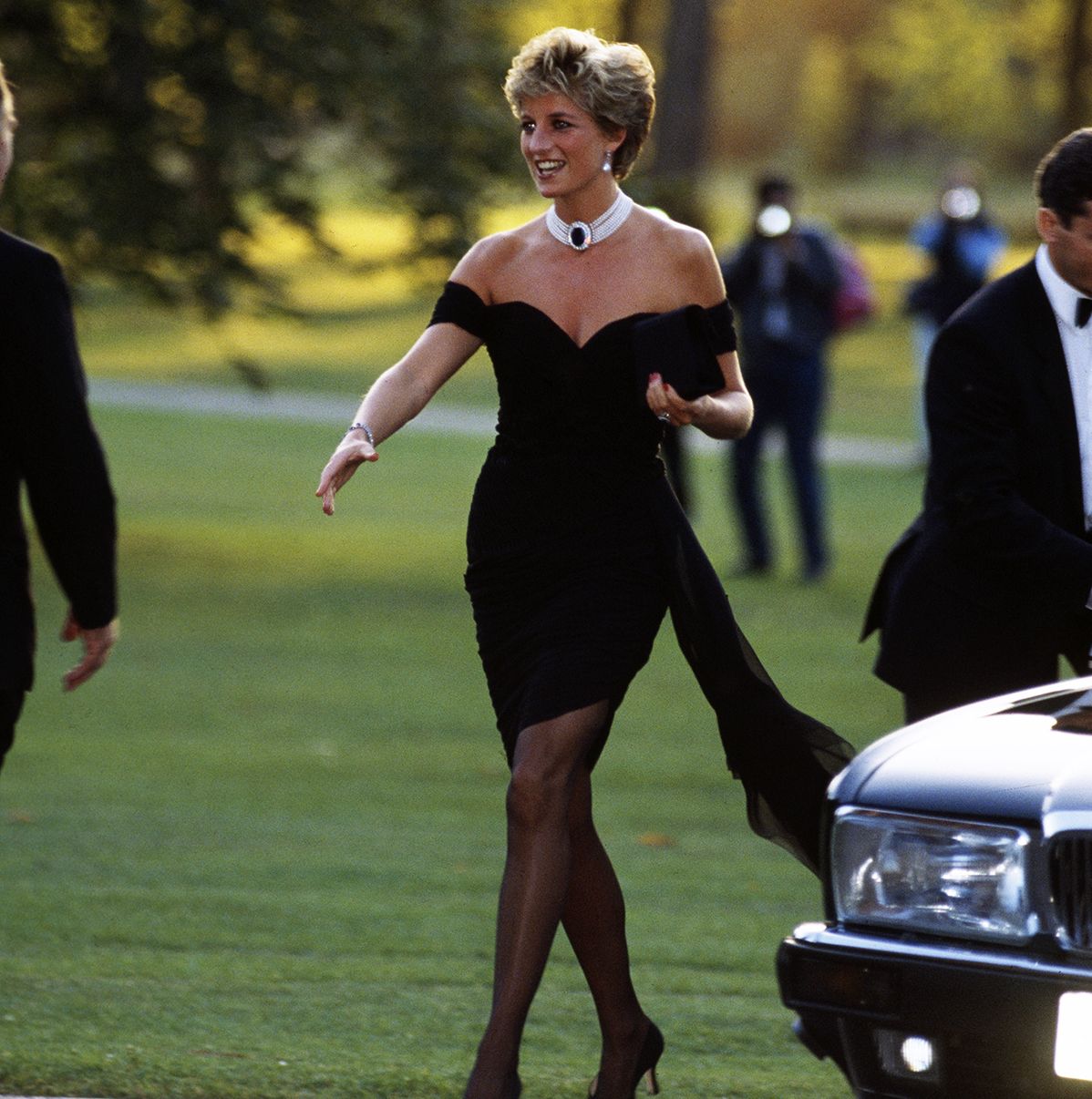 british royal diana, princess of wales 1961 1997 wearing a black christina stambolian dress, attends a vanity fair party at the serpentine gallery in london, england, 20th november 1994 photo by princess diana archivegetty images