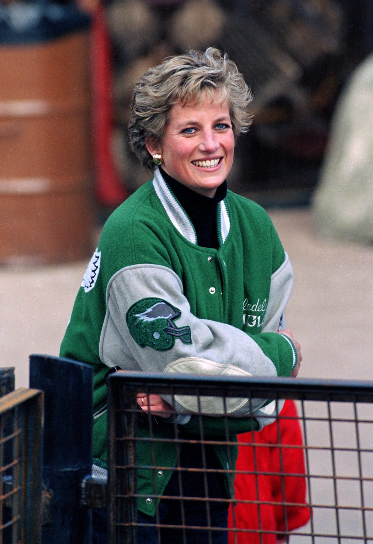 Princess Diana Wearing Philadelphia Eagles Jacket Shirt - High