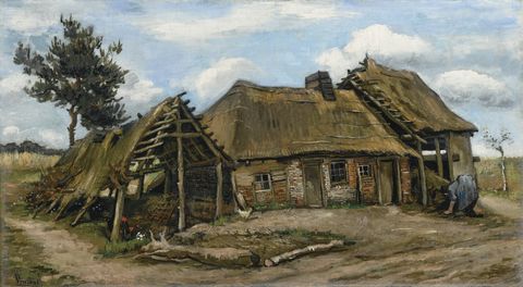 Thatching, Hut, Shack, Watercolor paint, Painting, Roof, House, Rural area, Croft, Building, 