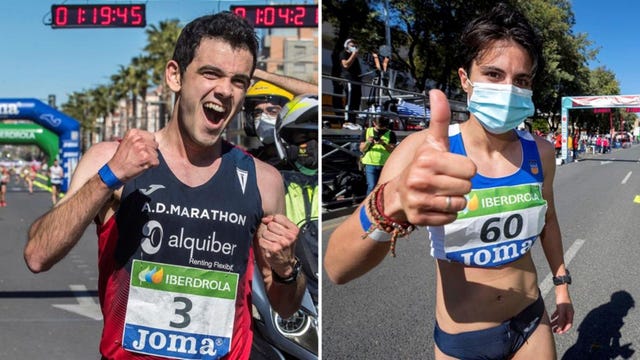 diego garcía y maría pérez, campeones de españa de 20 km marcha