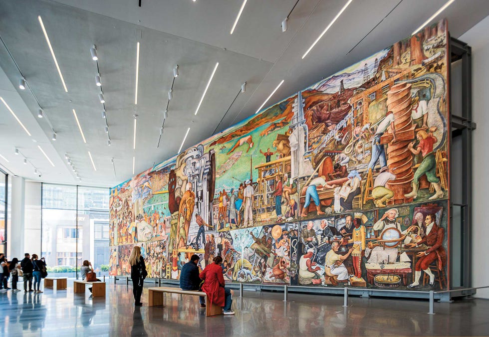 diego rivera’s mural pan american unity, 1940, painted during the couple’s second visit to san francisco