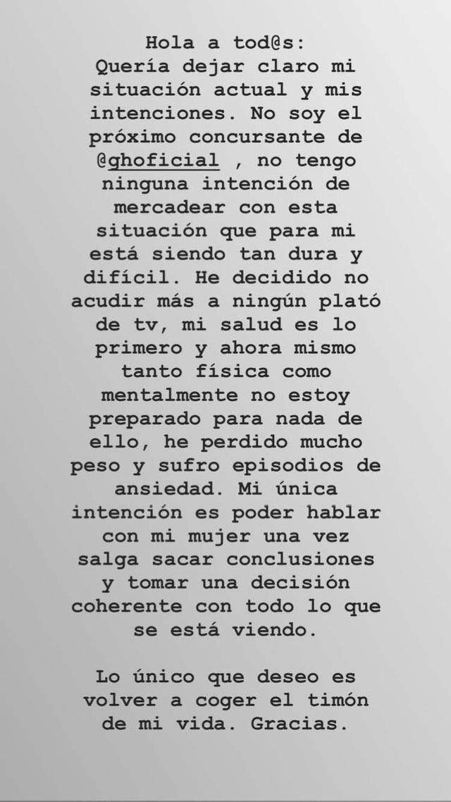 Diego Matamoros niega entrada en 'GH VIP 7' y cuenta problemas de salud