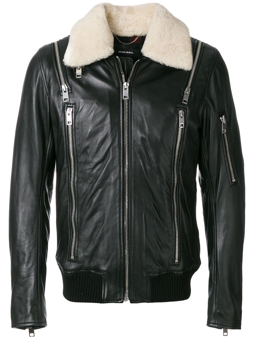 Clothing, Jacket, Leather, Outerwear, Leather jacket, Black, Sleeve, Textile, Zipper, Top, 