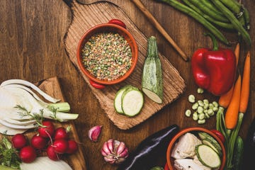 diet or vegetarian food on a wooden table