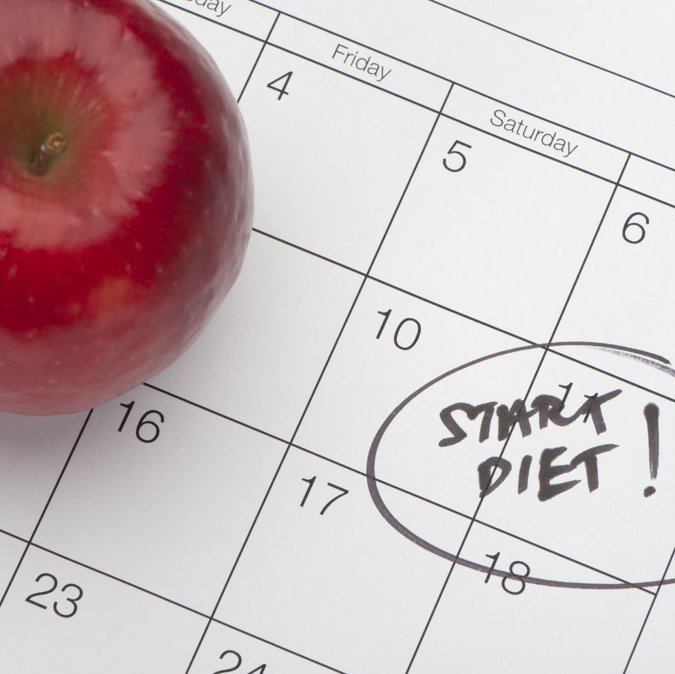 Dieting concept - Apple and Calender