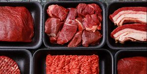Different meat in plastic boxes