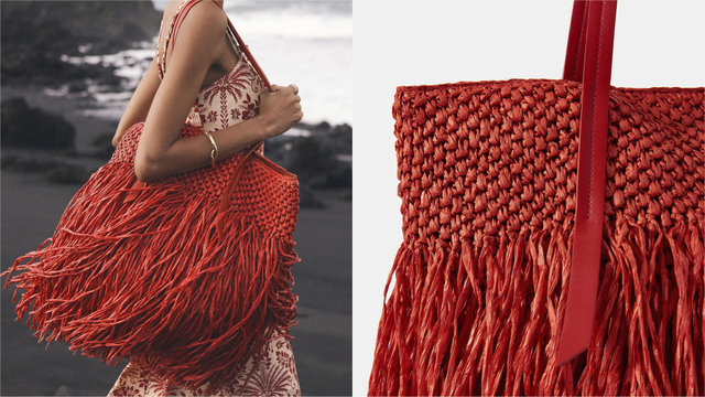 red fringed bag from mint velvet