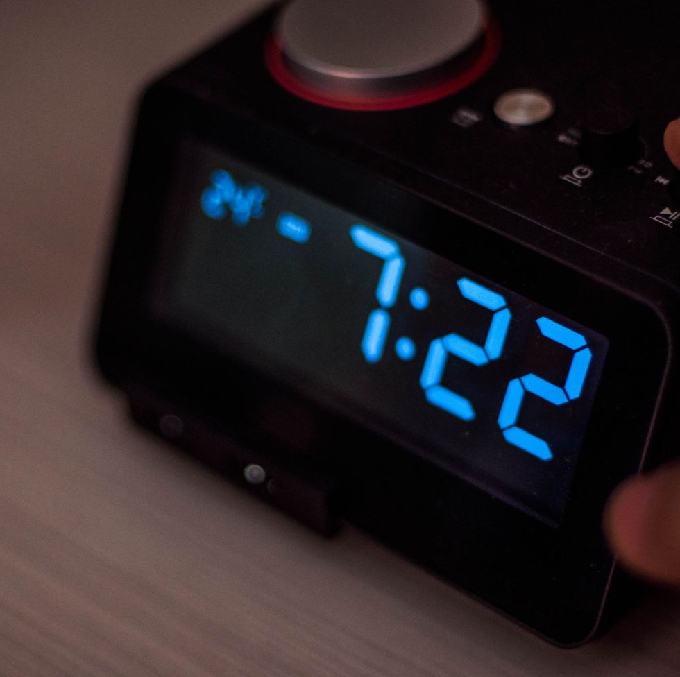 Digital display of modern alarm clock