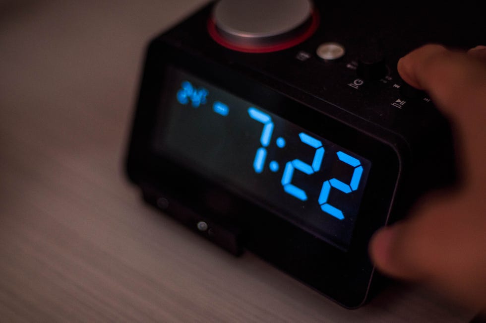 Digital display of modern alarm clock