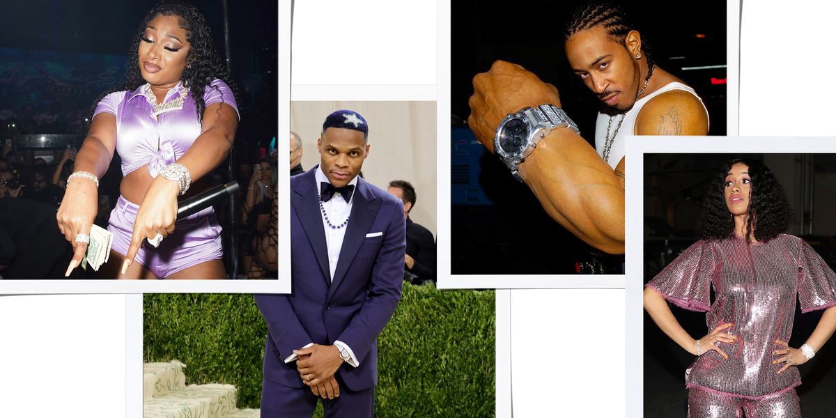 megan thee stallion, russell westbrook, ludacris, and cardi b show off luxury watches customized with diamonds