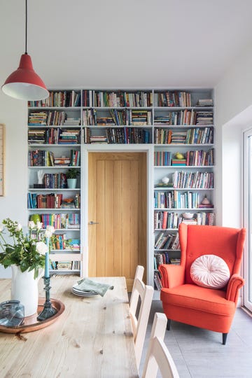 bespoke bookshelves in kitchen