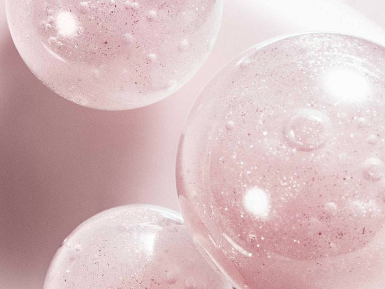 Pink, Balloon, Sphere, Close-up, Liquid bubble, Glass, Mineral, 