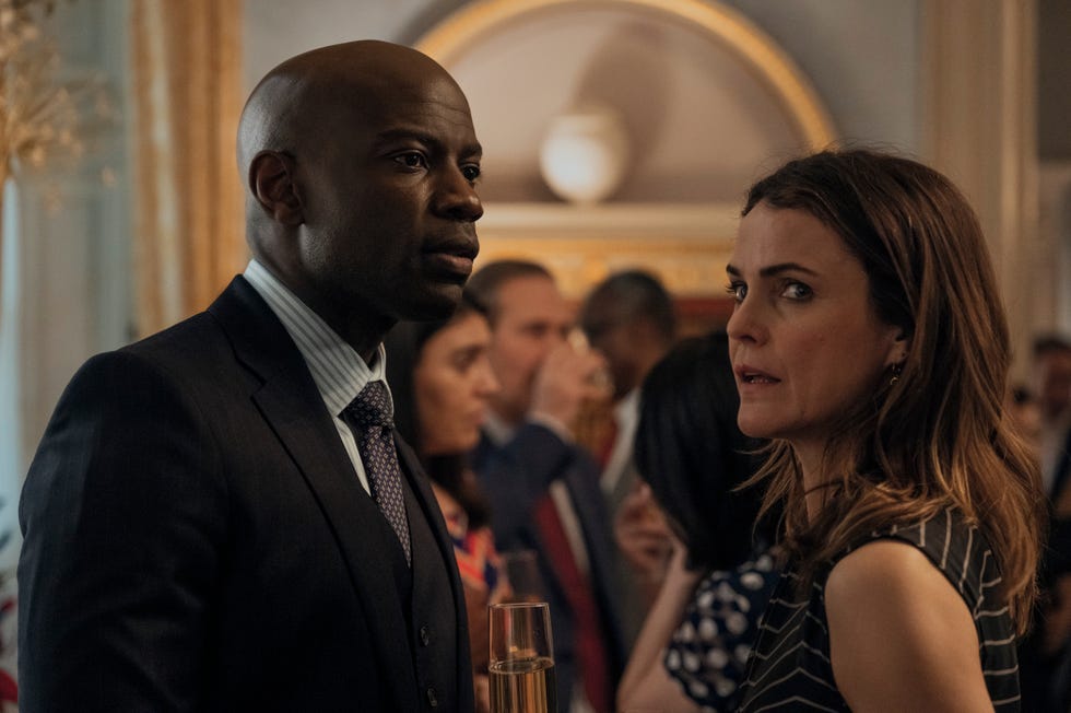 the diplomat l to r david gyasi as austin dennison, keri russell as kate wyler in episode 203 of the diplomat cr alex bailey netflix 2024