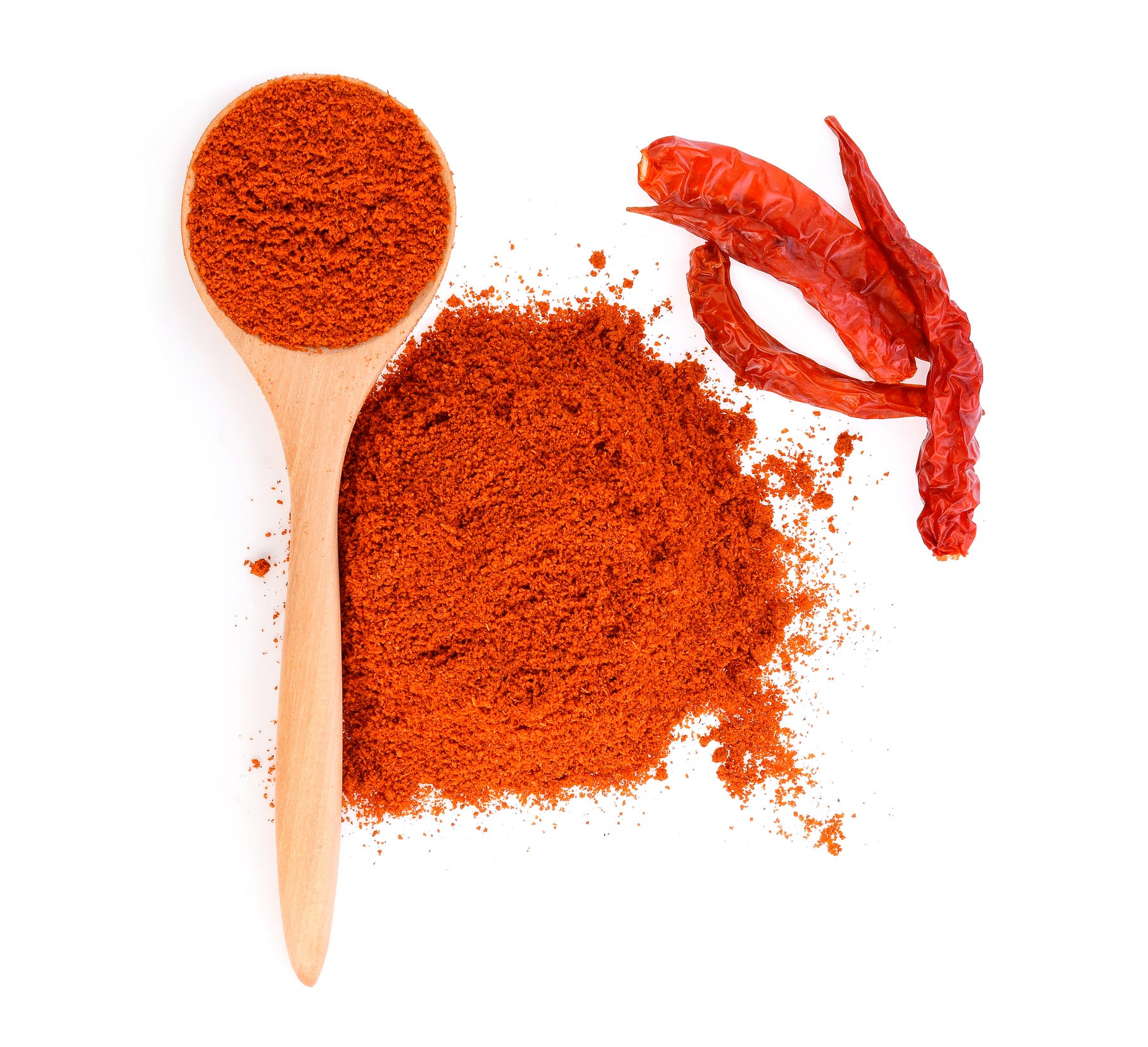 Directly Above Of Red Chilis On White Background