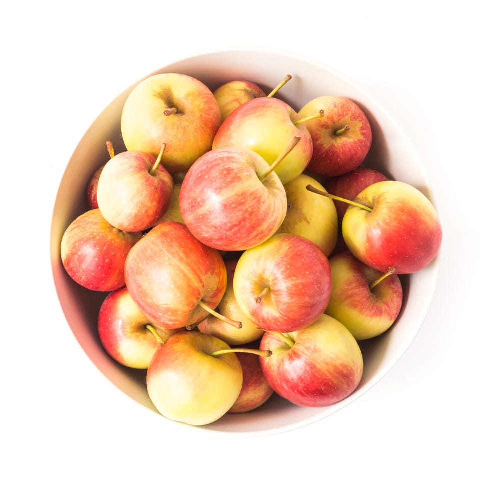 Directly Above Shot Of Apples Over White Background Directly Above Shot Of Apples Over White Background